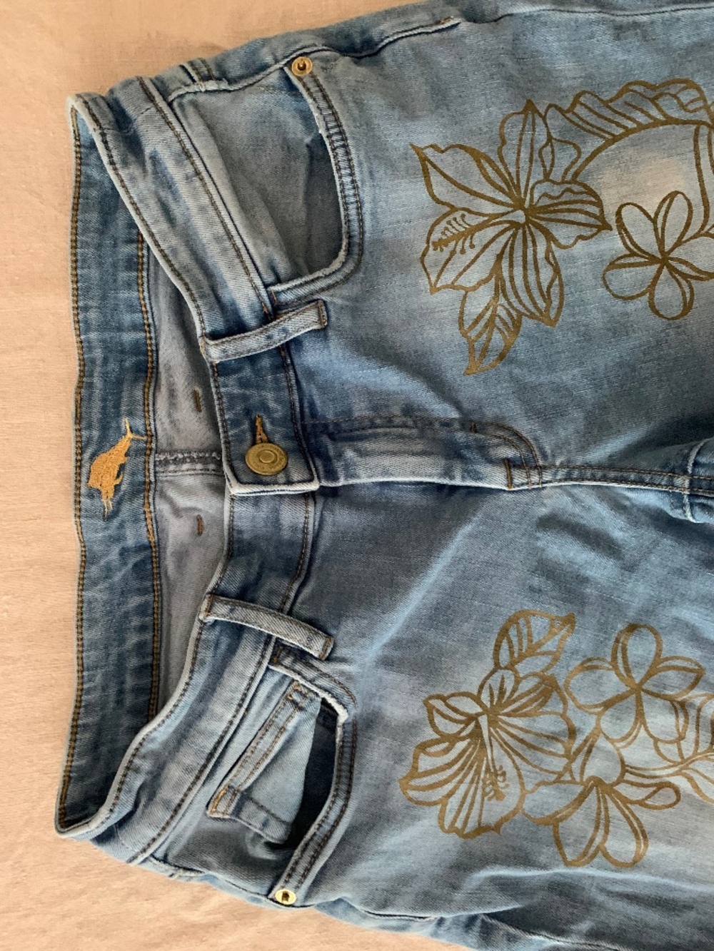 Tommy Bahama Size 27 Tropical Floral Print Skinny Jeans Light Wash Stretch - Picture 5 of 16